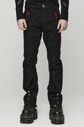 Pantalon punk pour homme déchiré en maille d'araignée à coutures noires